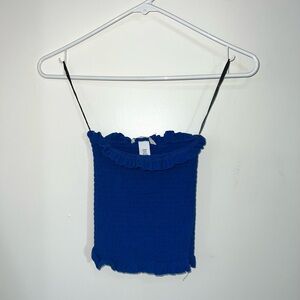 H&M Royal Blue Smocked Ruffle Tube Top
